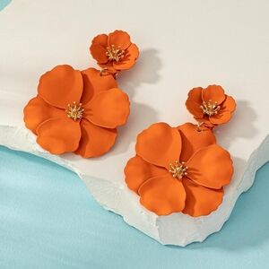 Orange Floral Earrings